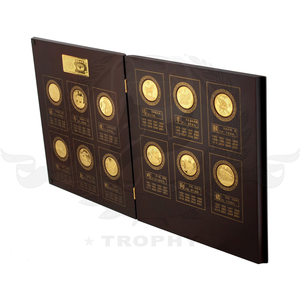 Souvenir Personalizzato: Placca Zodiacale <span class=keywords><strong>in</strong></span> Metallo e Legno Placcato Oro 24k e Monete con Foglia d'Oro, Album per Collezionisti, Regali Aziendali - Product Image 3
