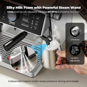 <span class=keywords><strong>Cafetera</strong></span> Semiautomática de Acero Inoxidable con Espumador de Leche - Product Image 3