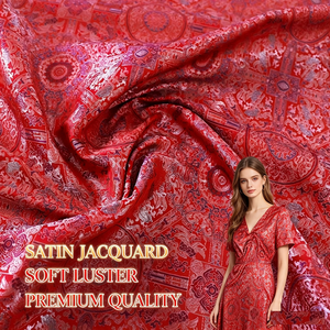Tissu jacquard brocart en soie 100 % acrylique tricoté, résistant à l'abrasion, moins cher, pour vêtements, vêtements d'extérieur, nappes et rideaux - Product Image 1