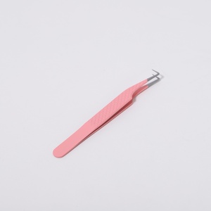 Pinky leem Custom logo Stainless Steel Pink <b>Eyelash</b> <b>Applicator</b> Tweezers Volume Fiber Tip Lash Tweezer <b>Eyelash</b> Extension Tweezer - Product Image 3
