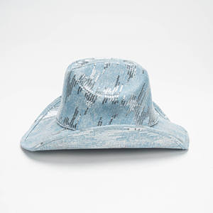 Chapeau en denim à paillettes <span class=keywords><strong>de</strong></span> haute qualité avec large bord, toutes saisons, unisexe, style streetwear, chapeau <span class=keywords><strong>de</strong></span> cowboy pour Y2K, pêche, randonnée - Product Image 2