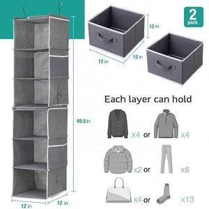 Hanging Closet <b>Storage</b> Organization 6-shelf PVC <b>Storage</b> <b>Boxes</b> & Bins Stainless Steel Square Sewing - Product Image 2