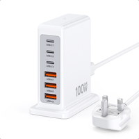 Bloc chargeur USB-C HNT GaN 100W, station de charge multiport 10 ports Type-C avec OVP OTP, charge rapide de bureau pour iPhone 17/16/15 Pro Max