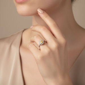 เครื่องประดับหรูหราทำมือระดับไฮเอนด์ ทองคำแท้ 18K เพชรแท้สีเหลืองธรรมชาติ 0.2 กะรัต พร้อมแหวนเพชรธรรมชาติสำหรับผู้หญิง เป็นของขวัญ - Product Image 4