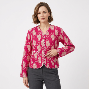 Veste courte matelassée en coton pour femme avec motif floral, doublure en coton respirant, chaleur automne/hiver - Product Image 1
