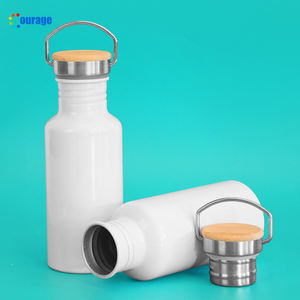 New White Coated 600ml Botella de sublimación de aluminio Botella de agua en blanco Deportes con tapa - Product Image 5