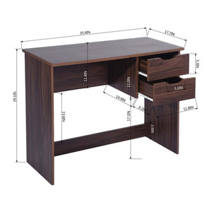 Escritorio de <span class=keywords><strong>estudio</strong></span> para oficina en casa, mueble de almacenamiento marrón con 2 cajones para habitaciones pequeñas - Product Image 5