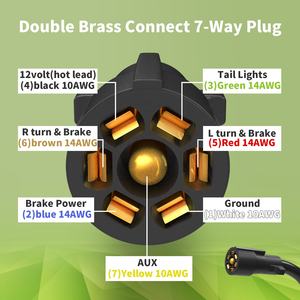 Cable <span class=keywords><strong>de</strong></span> Remolque <span class=keywords><strong>de</strong></span> 8 Pies con Conector <span class=keywords><strong>de</strong></span> 7 Vías en Línea y Caja <span class=keywords><strong>de</strong></span> Conexiones Resistente a la Intemperie, Cable <span class=keywords><strong>de</strong></span> Remolque <span class=keywords><strong>de</strong></span> 7 Vías para Autocaravana - Product Image 3