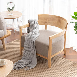 Modern Nordic Style Solid Wood Frame Lounge <b>Sofa</b> Chair Eco-Friendly Durable Hotel Living Room Upholstered Armchair - Product Image 2