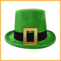 Accessoires de fête pour la Saint-Patrick irlandaise : Chapeau Fedora vert et or avec grande boucle, chapeau de carnaval Saint-Patrick, chapeau de cowboy irlandais