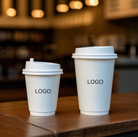 Gobelets en papier à double paroi jetables personnalisés avec logo, 8oz, 10oz, 12oz, 16oz, vente en gros, avec couvercles pour boissons chaudes