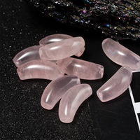 Perles d'espacement pour bracelets et colliers DIY, accessoires en pierre naturelle de haute qualité, pendentif tube incurvé sculpté en quartz rose Hibiscus de 26 mm
