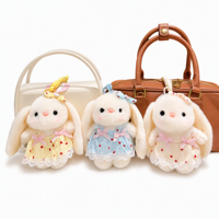 Porte-clés Lapin en Peluche Blanc avec Robe en Dentelle Cœur, Breloque Mignonne pour Sac, Pendentif Peluche pour Sac, Cadeau Doux et Moelleux