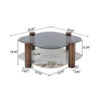 Table basse à double niveau Voxhome Luxury Nesting en blanc avec plateau en marbre et verre, meubles de salon, ensemble de tables centrales