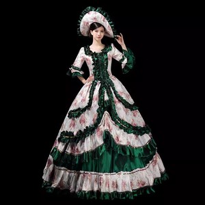 Robe de bal victorienne rococo en dentelle florale, robe de cour pour femmes, costume <span class=keywords><strong>Marie</strong></span>-<span class=keywords><strong>Antoinette</strong></span> pour carnaval, spectacle théâtral, cosplay avec chapeau - Product Image 2