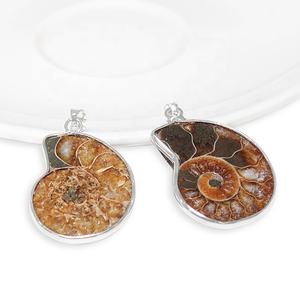 Vente en gros pendentif en forme d'escargot en pierre naturelle pendentif en coquille de conque d'océan pour femmes hommes collier en spirale d'ammonite - Product Image 2