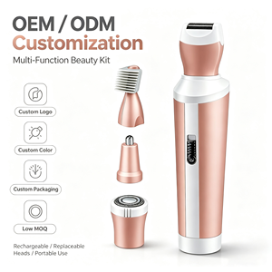 Épilateur multifonctionnel 4-en-1 pour <span class=keywords><strong>femme</strong></span>, corps entier, sourcils, <span class=keywords><strong>poils</strong></span> <span class=keywords><strong>du</strong></span> <span class=keywords><strong>nez</strong></span>, rasage, acier inoxydable, étanche, à piles, usage domestique - Product Image 1
