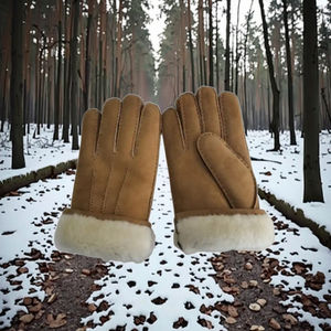 Vente en gros Gants en cuir de mouton double face Gants chauds d'<span class=keywords><strong>hiver</strong></span> pour femmes Gants unisexes en peau de mouton australien cousus à la main - Product Image 4