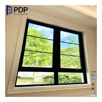 Ventana de Aluminio con Manivela de Alta Calidad, sin Puente Térmico, con Persiana y Mosquitera de Acero Inoxidable para Uso Exterior