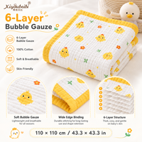 Couverture bébé en coton 6 couches 43,3x43,3 pouces, couverture bébé en mousseline bulle, couverture bébé douce, couverture d'emmaillotage pour nouveau-né, vente en gros OEM ODM