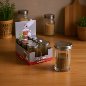 Metaltex Dosito Glass Spice Jar 6 Pack With Metal Lid For <b>Kitchen</b> <b>Storage</b> - Product Image 3