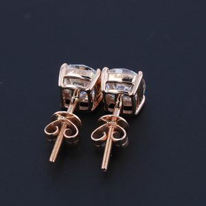 Orecchini personalizzati Starsgem in oro 14k/10k, a forma rotonda, con moissanite H&A da un carato. - Product Image 4