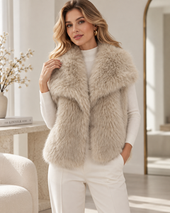 Chaleco de Piel Sintética para Mujer, Sin Mangas, Tejido, Informal, Ropa de Invierno, Abrigo, Proveedor Mayorista OEM - Product Image 3