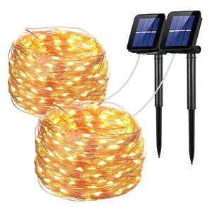 Venta caliente impermeable IP65 Solar Navidad decoraciones LED cadena luz fiesta al aire libre iluminación luces de hadas