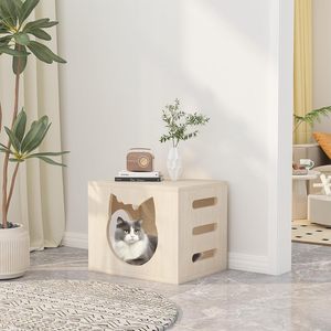 Nichoir pour chien double entrée durable toutes saisons, petit, universel, en bois, décoration de salon et de maison - Product Image 1