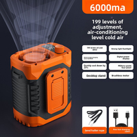 Ventilateurs personnels Pop 1-199 vitesses, 6000 mAh rechargeables, ventilateur de chemise portable, ventilateur de taille portable avec affichage LED et lumière à clipser