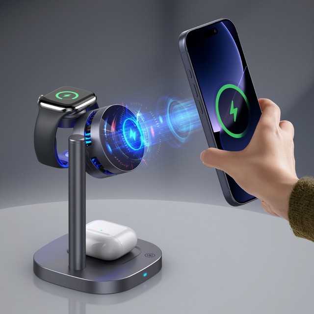 3 in 1 Multifunctional Wireless Charger, Magnetic Heat Dissipation Fast Charging Stand, Desktop Charging Station for Phone