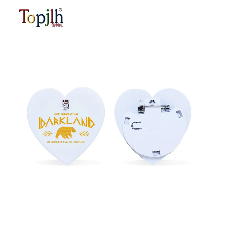 Topjlh imprimable Sublimation Light Up Button Sublimation impression personnalisée étiquette porte-nom acrylique avec lumière LED