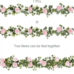 Guirnaldas de Rosas Artificiales de Seda Rosa Claro de 100cm y 200cm, Decoración Colgante para Bodas, Guirnaldas Florales para Interiores - Product Image 4
