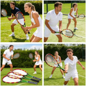 Raqueta de Bádminton y Crossminton Roja, Amarilla y Verde para Deportes Familiares al Aire Libre, en la Playa, el Parque o el Patio Trasero - Product Image 3