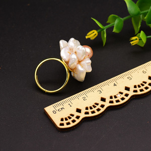 Anillo <span class=keywords><strong>de</strong></span> Perlas Barrocas Naturales <span class=keywords><strong>de</strong></span> Agua Dulce, <span class=keywords><strong>Plata</strong></span> 925, Chapado <span class=keywords><strong>en</strong></span> <span class=keywords><strong>Oro</strong></span>, Ajustable, Hecho a Mano, para Mujer - Product Image 4
