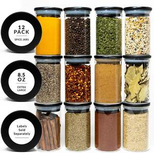 Hot Sale High Borosilicate Glass <b>Jar</b> Home and <b>Kitchen</b> Glass <b>Storage</b> <b>Jar</b> Glass Spice <b>Jar</b> with Black Bamboo Lid Set - Product Image 2
