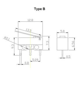 Mini Interruptor de Contacto 12.8*5.8*10mm, Palanca de Rodillo C-NO-NC, Interruptor de Botón Pequeño Momentáneo 1NO, Acero Inoxidable, PCB SMD 250V - Product Image 5