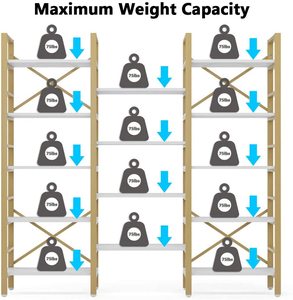 Libreria a 5 Ripiani Triple Wide in Oro e Bianco, Stile Industriale, Scaffali in Legno e Metallo, Mobili per Libreria - Product Image 6