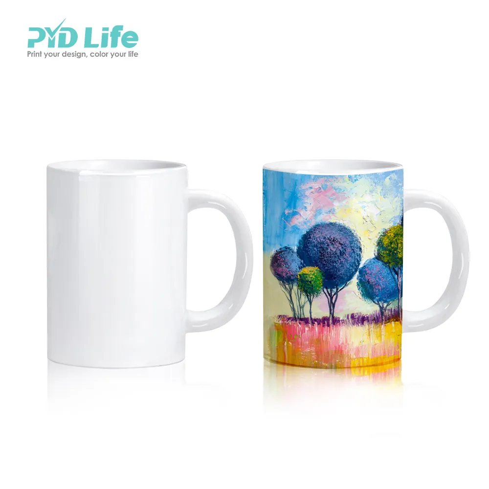 PYD Life 2022 RTS 15oz tazze bianche da caffè personalizzate fornitore tazza in ceramica a sublimazione con manico
