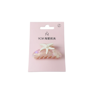 Pince à cheveux en forme d'étoile de mer 9 cm avec décoration en perles pour femmes et filles - Product Image 2