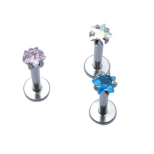Đông quan Đồ Trang Sức thép không gỉ Zircon năm cánh sao Labret Stud Piercing - Product Image 6