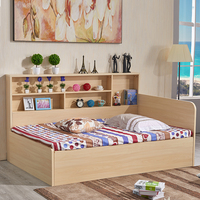 Ensemble de meubles de chambre à coucher en bois moderne multifonctionnel et personnalisable avec rangement, lit tatami en chêne blanc, lit simple/double