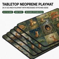 Tapis de jeu de table en néoprène 24 x 13,5 pouces, tapis de jeu de cartes TCG, base en caoutchouc antidérapante, bord cousu encastré, tapis de jeu Forest Fox
