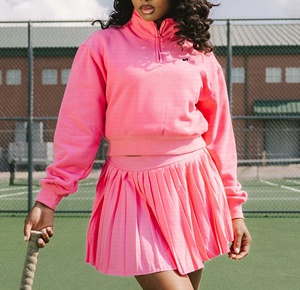 Completo WT personalizzato da donna: <span class=keywords><strong>Felpa</strong></span> con mezza zip e gonna a pieghe, set coordinato top e gonna da tennis - Product Image 2