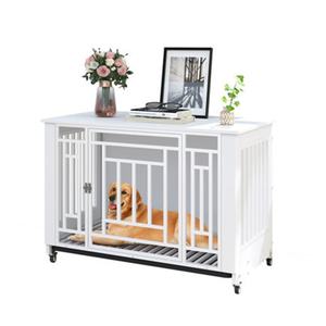 Cage pour animaux de compagnie épaisse personnalisée, motif solide, cage en métal d'intérieur, traitement des boutons, plateau en plastique pour chiens de taille moyenne à grande - Product Image 1