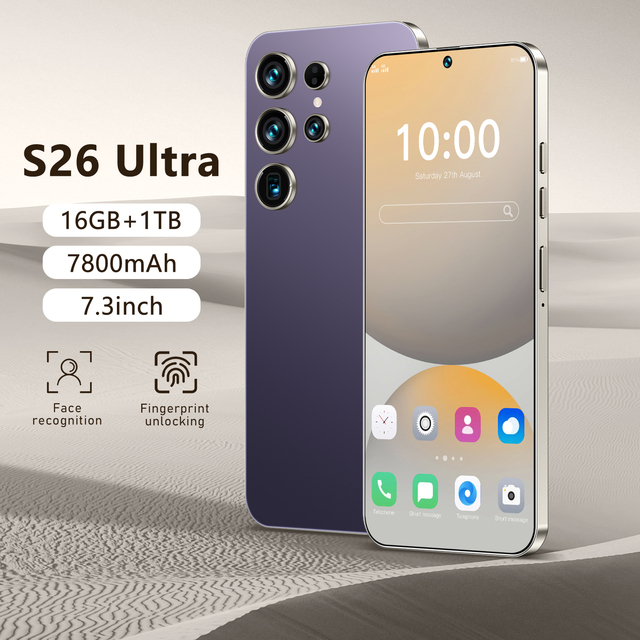 S26 Android 14.0 16gram+1trom Big Battery LTE 5G 4G Dual Sim Cards Smartphone Global Version Phones