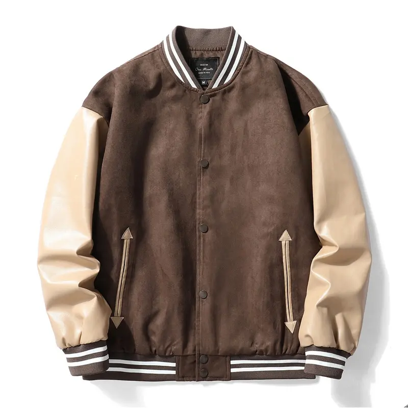 Nhà Máy Bán Buôn Biểu Tượng Tùy Chỉnh Mới Mùa Thu Da Lộn Bóng Chày Áo Retro Varsity Người Đàn Ông Của Áo Khoác