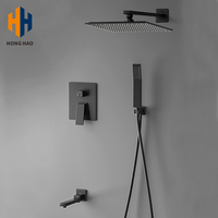 Robinet de douche moderne à jet de pluie en laiton poli, mitigeur encastré à poignée unique, fonction pause, jet doux, massage, pour hôtels, avec valve en céramique