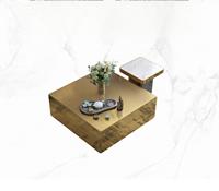 Bon prix Table basse carrée en acier inoxydable Table basse de luxe dorée