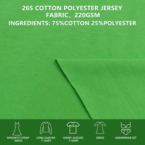 Tissu jersey simple en coton et polyester 26S, largeur 175 cm, 220 g/m², poids moyen, tricoté pour t-shirts, sous-vêtements et vêtements. - Product Image 4